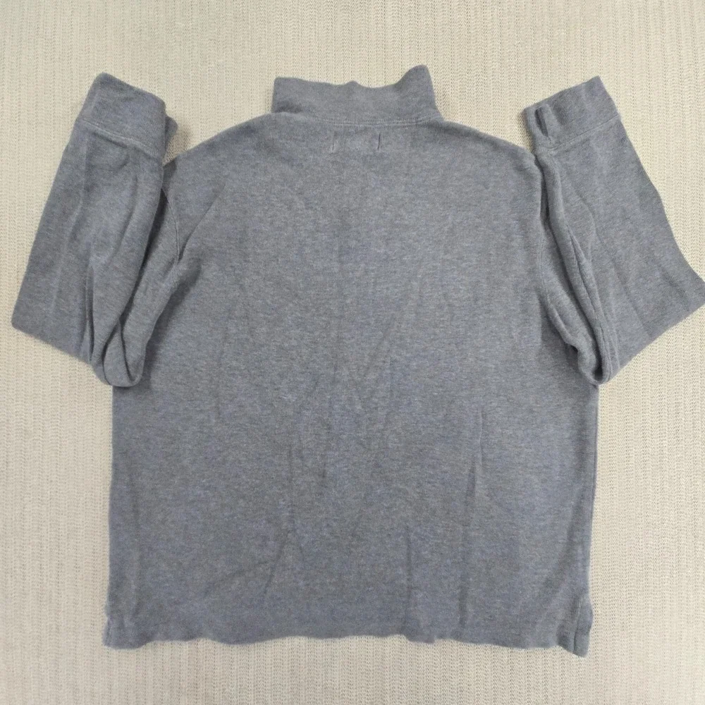 Polo Ralph Lauren Sweater Men Large Gray 1/4 Zip Mock‎ Neck Blue Pony Sweatshirt